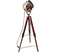 Vintage Copper Antique Marine Searchlight Tripod Floor Lamp Theater Hollywood Nautical Spotlight 45"