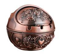 Vintage Copper Ashtray, Windproof Lid Smokeless Table Decor | Twist-Closed Lid Contains Scattered Ash. Hard-Wearing Copper Body Supports Storage Decor And Warm Gifts
