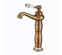 Vintage Copper Bathroom Sink Faucet with Ceramic Handle Retro Basin Art for Heightening Stage Hot Water Mixer Aerator Ideal Antique Style Decor
