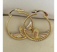 Vintage Copper Hand Carved Madonna Earrings Paired with Flower Patterned Jewelry