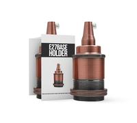Vintage Copper Metal E27 Lamp Holder Edison Screw Socket Industrial Light Fitting 60W 240V Ø40mm Dual Shade Ring Adapter for LED DIY Pendant Ceiling Wall Hanging Lamps Home Interior Lighting