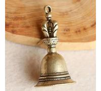 Vintage Copper Tibetan Bell Wind Chimes, Solid Brass Demon Subduing Hand Bell, Bronze Metal Ornament for Home Decor and Car Pendant, 4.7cm x 2.5cm