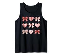 Vintage Coquette Bows and Red Gingham Hearts Pattern Tank Top