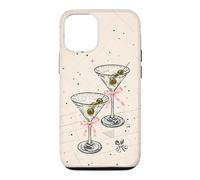 Vintage Coquette Pink Bow Mosaic Dirty Martini Olive Blush Case for iPhone 12/12 Pro