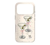 Vintage Coquette Pink Bow Mosaic Dirty Martini Olive Blush Case for iPhone 17 Pro