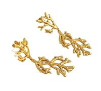 Vintage Coral Drop Earrings - Gold Titanium Steel Organic Statement Earrings, Baroque Beach Jewelry for Women