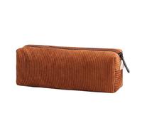 Vintage Corduroy Pencil Case Solid Color Durable Fabric Stationery Organizer for School Office Perfect for Students Artists (Brown)