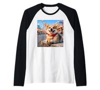 Vintage Corgi Funny Boys Girls Costume Bubble Tea Boba Meme Raglan Baseball Tee