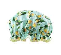 Vintage Cosmetic Company Lemon Print Shower Cap, Lightweight and Elastic, Keeps Hair Dry and Frizz Free, Reusable Shower Cap, Lemon Print