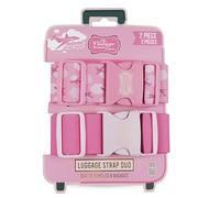 Vintage Cosmetic Company Luggage Straps 2 Piece Adjustable Travel Pink | Two Adjustable Travel Straps in Vintage Patterns to Secure Suitcases with Style. Coordinating Set for Women and Girls.