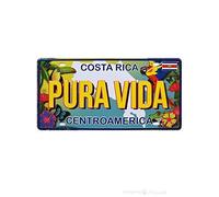 Vintage Costa Rica Pura Vida Car License Metal Signs Tin Plaque Wall Poster for Garage Man Cave Cafe Bar Pub Beer Patio Home Decor