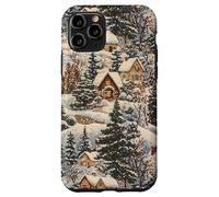 Vintage Cottage Art Winter Wonderland Cozy Snow Scene Case for iPhone 11 Pro