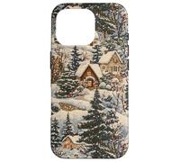 Vintage Cottage Art Winter Wonderland Cozy Snow Scene Case for iPhone 16 Pro