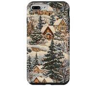 Vintage Cottage Art Winter Wonderland Cozy Snow Scene Case for iPhone 7 Plus/8 Plus
