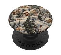 Vintage Cottage Art Winter Wonderland Cozy Snow Scene PopSockets Adhesive PopGrip