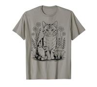 Vintage Cottagecore Aesthetic Cat in Forest with Mushrooms T-Shirt