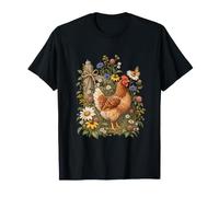 Vintage Cottagecore Flower Chicken Women Chicken Hen Floral T-Shirt
