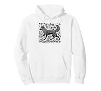 Vintage Cottagecore Folk Art Fox Cool-Looking Linocut Pullover Hoodie