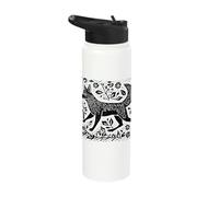 Vintage Cottagecore Folk Art Fox Cool-Looking Linocut Stainless Steel Insulated Water Bottle