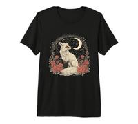 Vintage Cottagecore Fox Floral Crescent Moon Premium T-Shirt