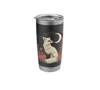 Vintage Cottagecore Fox Floral Crescent Moon Stainless Steel Insulated Tumbler