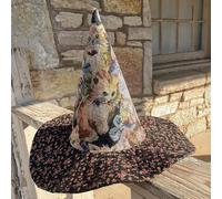 Vintage Cottagecore Halloween Witch Hat, Renaissance Costume Witchy Vibes, The Prairie Misfit Handmade Quilt Witch Hat for Cosplay & Parties (G)
