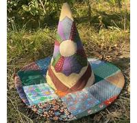 Vintage Cottagecore Halloween Witch Hat, Renaissance Costume Witchy Vibes, The Prairie Misfit Handmade Quilt Witch Hat for Cosplay & Parties (E)
