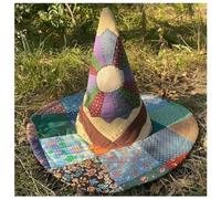 Vintage Cottagecore Halloween Witch Hat, Renaissance Costume Witchy Vibes, The Prairie Misfit Handmade Quilt Witch Hat, Retro Halloween Hat for Costume Witchy (F)
