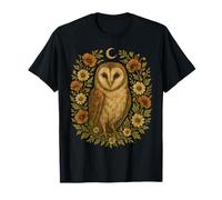 Vintage Cottagecore Owl Floral Forest Aesthetic Nature Art T-Shirt