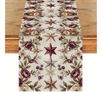 Vintage Cottagecore Table Runner Rustic Farmhouse Floral Table Cover Runner Retro Country Cabin Star Table Cloth Victorian Rose Kitchen Dining Decorations for Home Indoor Outdoor Party Supplies