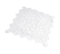 Vintage Cotton Lace Tablecloth Square Crochet Floral Doily Hollow Out Handmade Washable Decorative Cover for Dining Cafe Hotel 40cm White(A White 40cm)