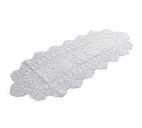 Vintage Cotton Oval Table For Runner with Handmade Crocheted Lace and Floral Pattern for Home, Cafe, Restaurant and Creative Decoration 30x80cm (White)