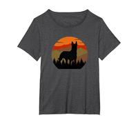 Vintage Country Forest Belgian Malinois Dutch Shepherd T-Shirt, Women's Plus, Dark Heather Grey, 2X