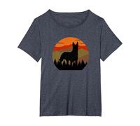 Vintage Country Forest Belgian Malinois Dutch Shepherd T-Shirt, Women's Plus, Heather Blue, 3X