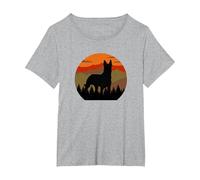 Vintage Country Forest Belgian Malinois Dutch Shepherd T-Shirt, Women's Plus, Heather Grey, 2X