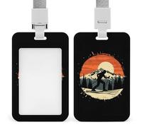 Vintage Country Skier ID Badge Holder Name Card Holders Photocard Case with Lanyard for Teacher Nurse Office