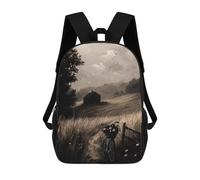 Vintage Countryside Escape - Serene Rural Landscape School Bags Secondary Causal Travel High School Bags for School/Work/Travel 17inch