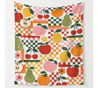 Vintage Countryside Print Blanket Throws Childlike Checked Squares Fruit Throw Blankets Soft Cozy Fleece Plush Warm Flannel Bedding Blanket for Kids Adults Couch Travel 150 x 200 cm Pink
