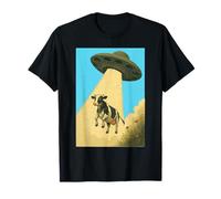 Vintage Cow Alien Abduction Farming UFO Farmer Graphic Tee T-Shirt