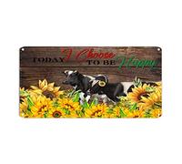 Vintage Cow Sunflower Metal Sign Today I Choose to Be Happy Aluminum Sign Cows Farm 6x12in Easy to Mount Poster Plaque For Lane Avenue Street Way Man Cave