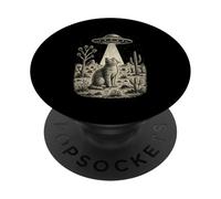 Vintage Cowboy Alien Cat UFO Western Desert Retro 90s PopSockets Adhesive PopGrip