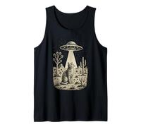 Vintage Cowboy Alien Cat UFO Western Desert Retro 90s Tank Top