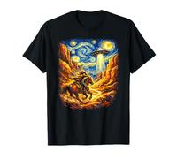 Vintage Cowboy Alien UFO Starry Night Funny Western T-Shirt