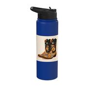 Vintage Cowboy Boots Galaxy Floral Western Art Stainless Steel Insulated Water Bottle