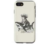 Vintage Cowboy Cat Riding Shark Howdy Rodeo Western Cat Case for iPhone SE (2020) / 7 / 8