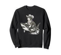 Vintage Cowboy Cat Riding Shark Howdy Rodeo Western Cat Sweatshirt