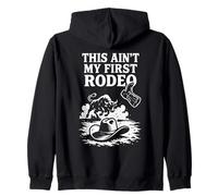 Vintage Cowboy Hat This Aint My First Rodeo Bull Graphic Zip Hoodie
