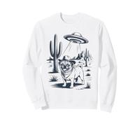 Vintage Cowboy Pug UFO Funny Western Dog Meme Sweatshirt