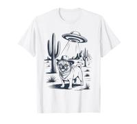 Vintage Cowboy Pug UFO Funny Western Dog Meme T-Shirt