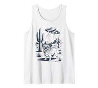 Vintage Cowboy Pug UFO Funny Western Dog Meme Tank Top
